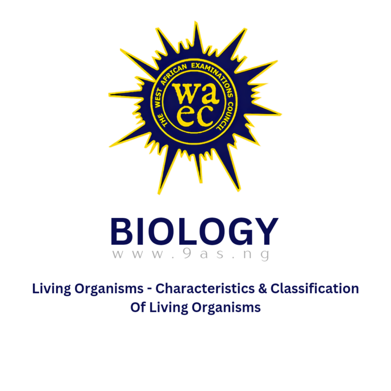 WAEC Biology Questions On Living Organisms – Characteristics & Classification Of Living Organisms